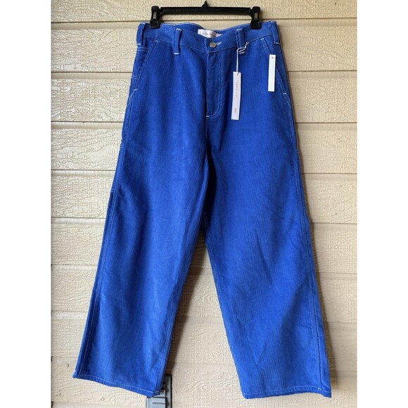 Lisa Says Gah women Dylan Corduroy Jean Pants sz 6 Cobalt Blue with Bows 28" ins - Picture 5 of 11